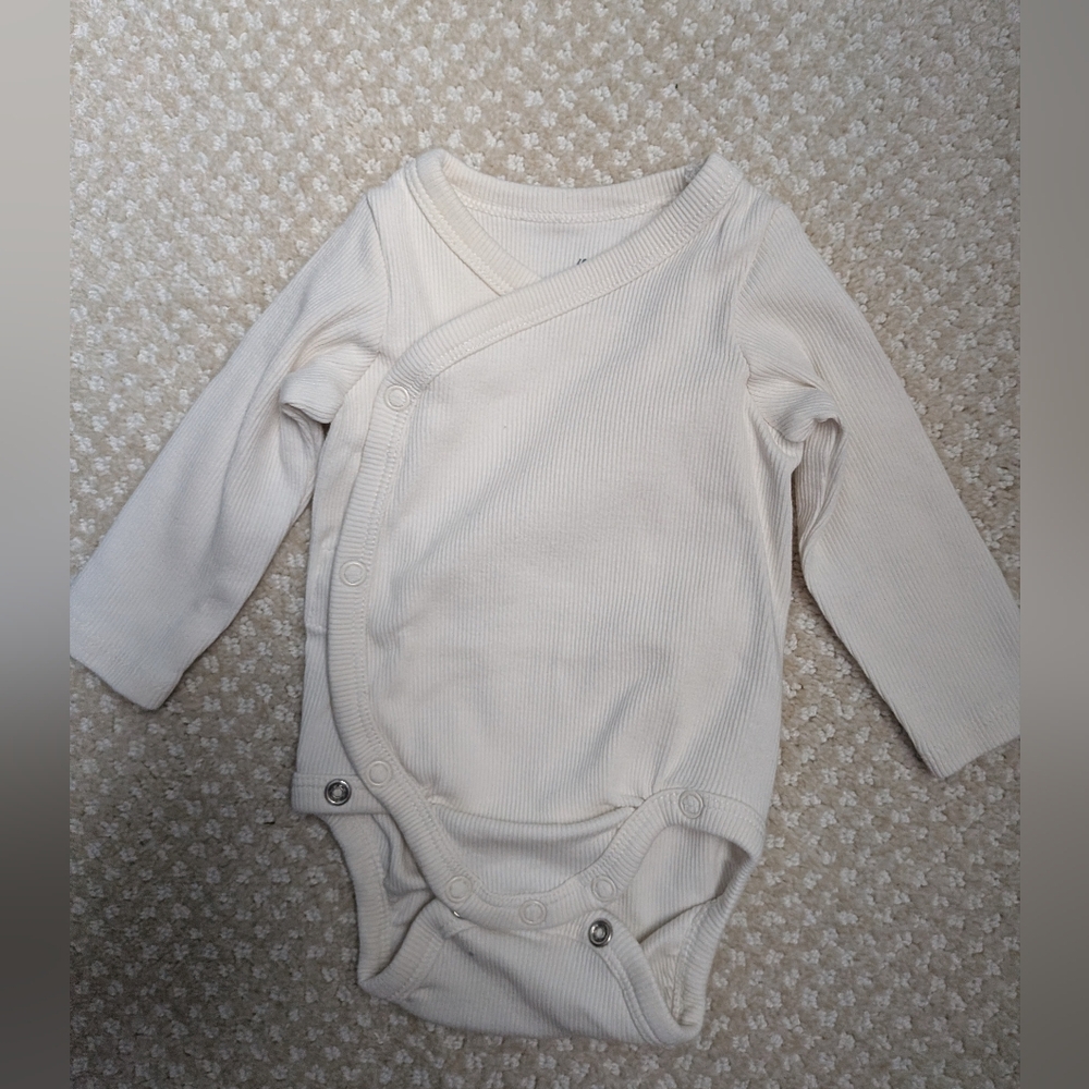 H&M Ribbed Kimono-Style Long Sleeve Bodysuit - Off-White